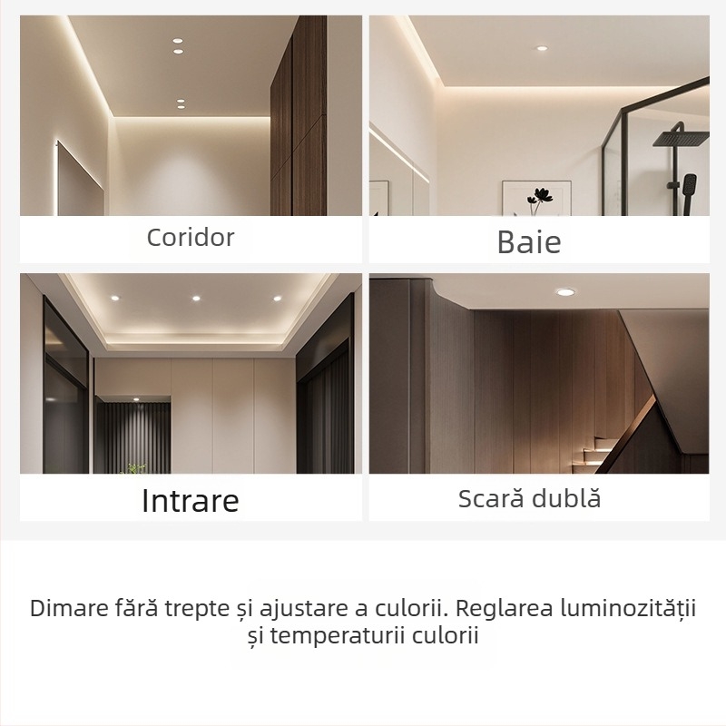 LED downlight cu CRI ≥90, 4000K, reglare continuă a luminozității, 220V, montaj ascuns