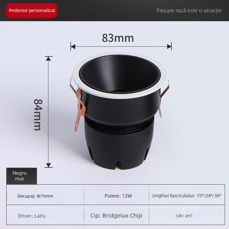 Proiector LED tubular cu protecție pentru ochi și Bluetooth inteligent MESH2.0, COB încorporat, 220V, CRI ≥95, carcasă de aluminiu