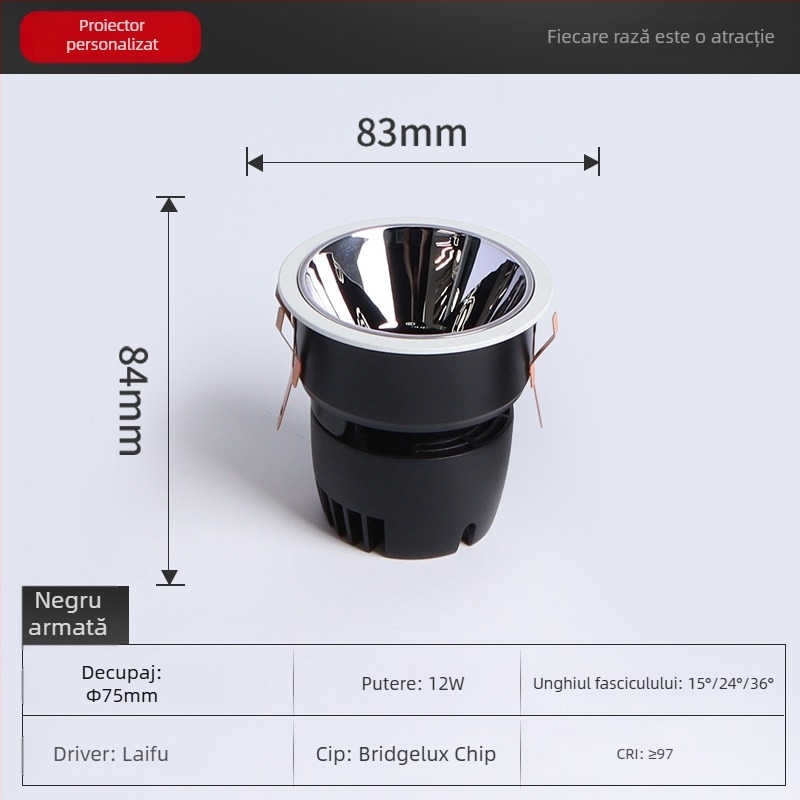 Proiector LED tubular cu protecție pentru ochi și Bluetooth inteligent MESH2.0, COB încorporat, 220V, CRI ≥95, carcasă de aluminiu