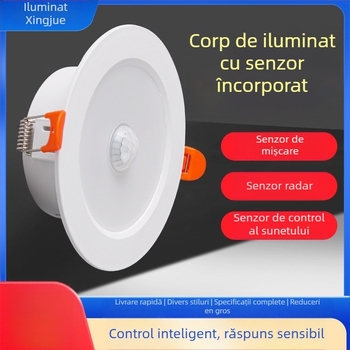 Downlight LED cu senzor radar inteligent de mișcare și control al luminii - sursă LED, tensiune ≤36V, CRI 80–89, montaj ascuns
