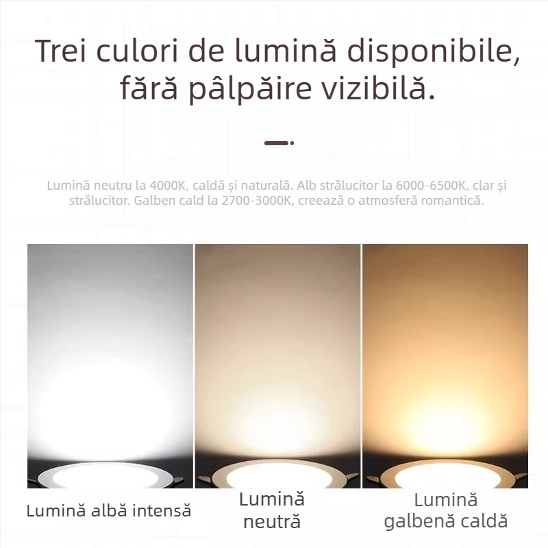 Spot LED ultra-subțire, încastrat în plafon, carcasă din aluminiu, 220V, 6500K, durată de viață 30.000 h