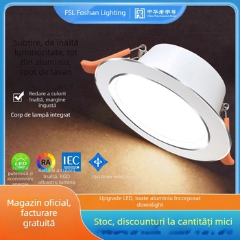Spot LED pentru plafon – carcasă din aluminiu ultra-subțire, montaj încastrat, 6500K lumină de zi, 220V, CRI 70–79