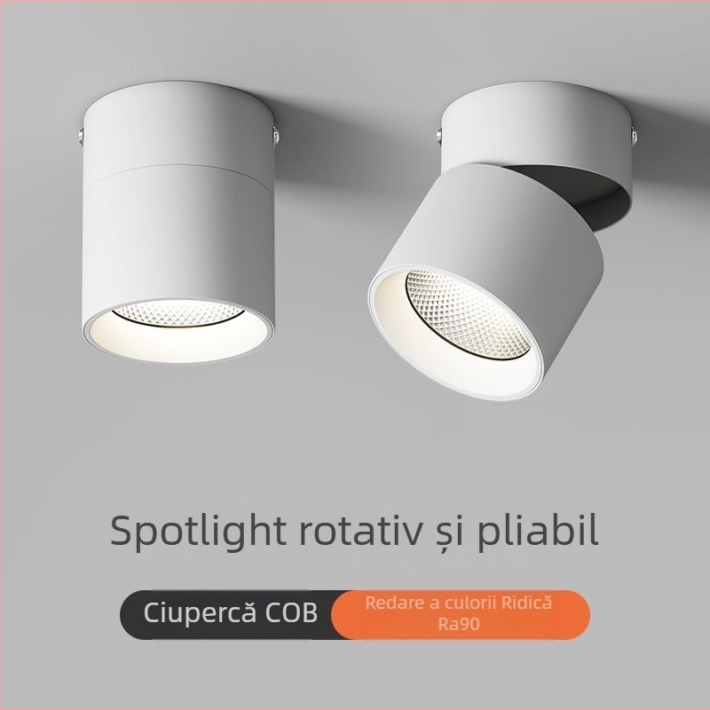Spot LED montat pe suprafață, cu cap pliabil și rotativ, 220V, carcasă din aluminiu