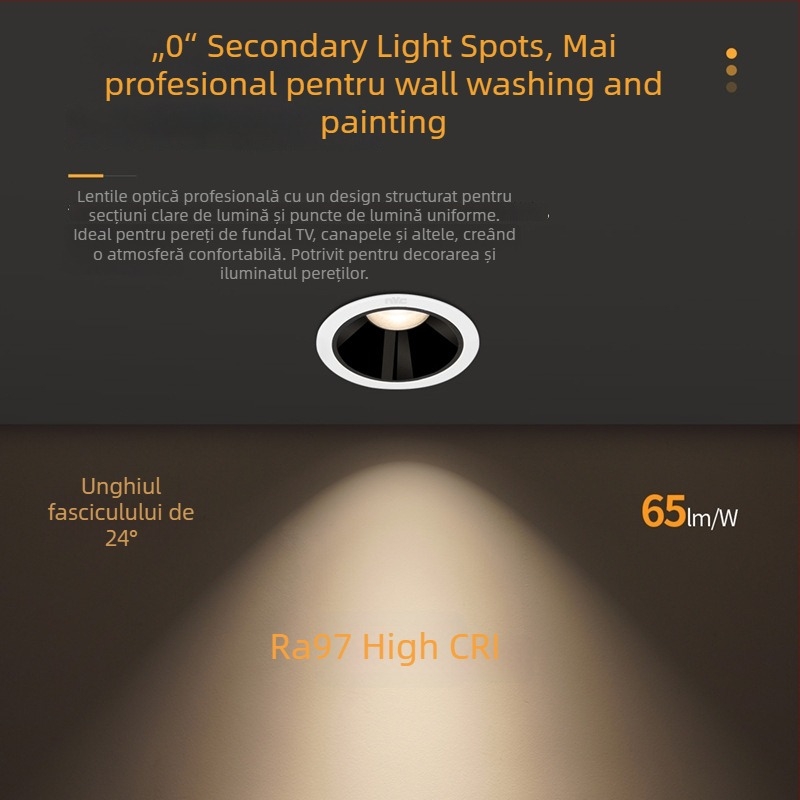 Spot LED încastrat anti-strălucire RA97, CRI≥95, 220V, carcasă din aluminiu, NVC, stil modern minimalist