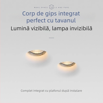 Downlight din ipsos cu GU10, LED, 6-10W, 220V, dimming în trei tonuri (3000K/4000K/6000K), CRI ≥90, instalare ascunsă