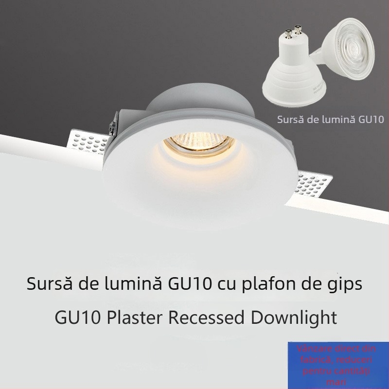 Downlight din ipsos cu GU10, LED, 6-10W, 220V, dimming în trei tonuri (3000K/4000K/6000K), CRI ≥90, instalare ascunsă