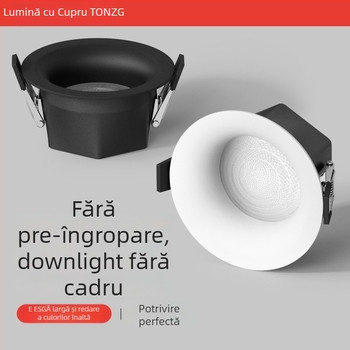 Downlight LED, frameless, încastrat în plafon, 220V, CRI ≥90, durată de viață 20000h, carcasă din metal artistic