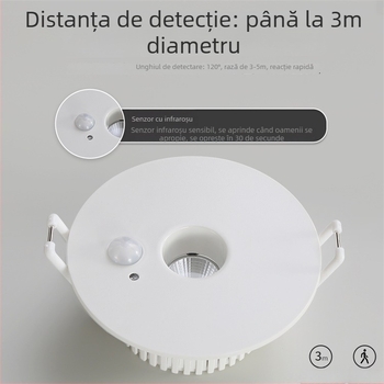 LED downlight cu senzor de mișcare infraroșu, încastrat în tavan, 85–265 V, 630–810 lm, 3000K/4000K/6000K