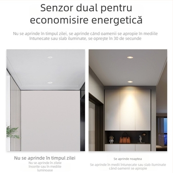 LED downlight cu senzor de mișcare infraroșu, încastrat în tavan, 85–265 V, 630–810 lm, 3000K/4000K/6000K