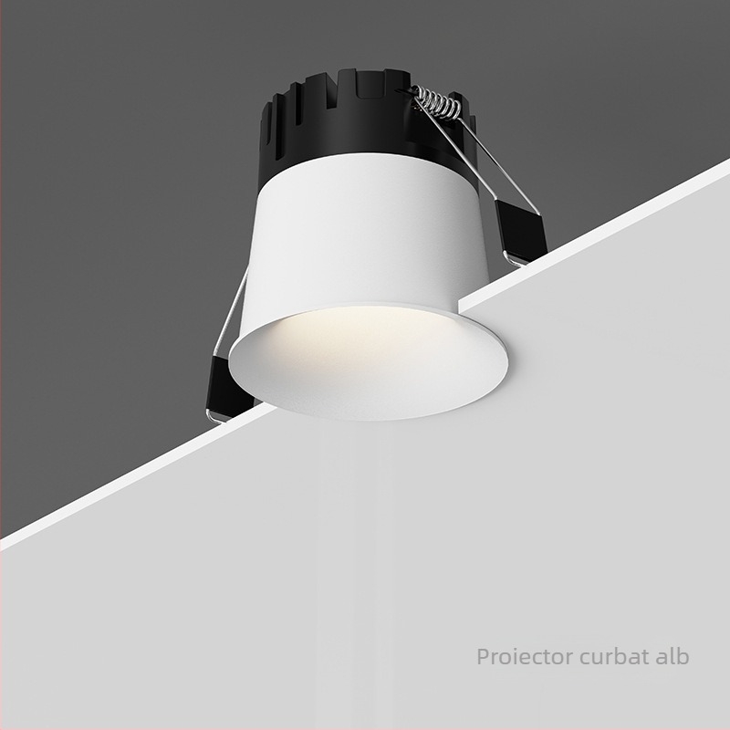 Pinton spot COB cu margine curbată, fără ramă, 220V, control prin buton, carcasa din aluminiu