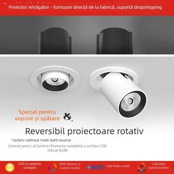 Spot LED pentru tavan, încastrat, unghi reglabil (Sursă de lumină COB, 220V, Carcasă din aluminiu, CRI ≥95)