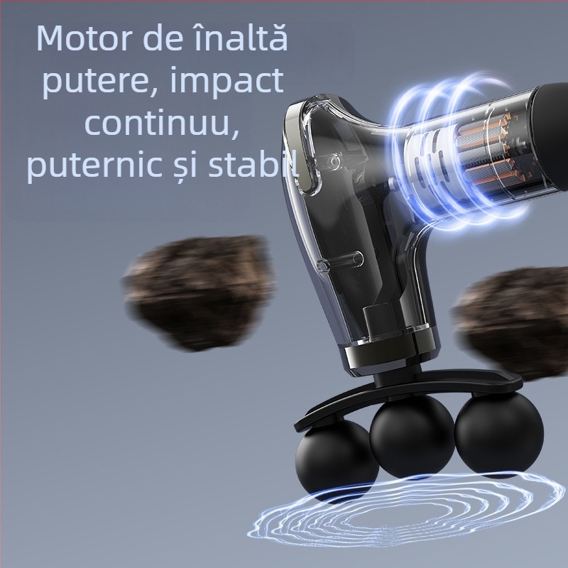 Pistol de masaj Cloud Rabbit cu 3 capete, afișaj LCD, motor cu perii, 5 trepte sau mai mult, zgomot 46–70 dB