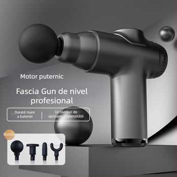 Pistol fascia mini pentru relaxare musculară, 4 capete, ecran LCD, 4 trepte de viteză, zgomot redus, baterie încorporată 1000–1200 mAh.