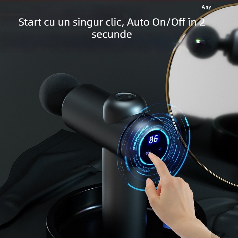 Masaj fascial pentru relaxare musculară profundă – motor cu perii, 6+ capete, baterie 1200-2000mAh, autonomie 3-6h, zgomot 36-45 dB