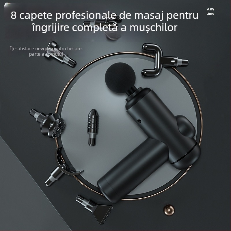 Masaj fascial pentru relaxare musculară profundă – motor cu perii, 6+ capete, baterie 1200-2000mAh, autonomie 3-6h, zgomot 36-45 dB