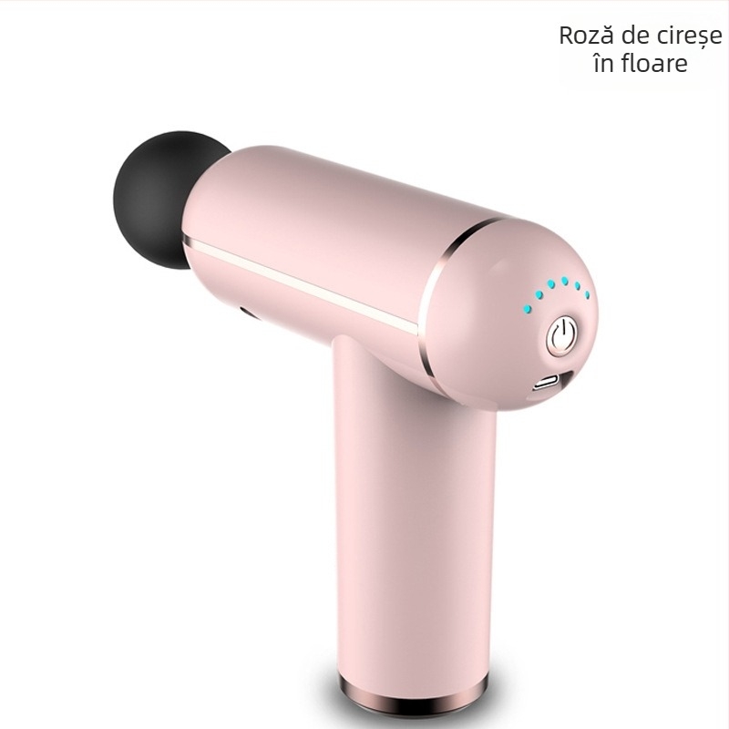 Mini masaj fascie cu baterie încorporată, motor cu perii, 4 capete de masaj, funcție de compresie caldă, afișaj LCD cu 32 niveluri