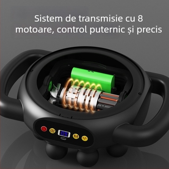 Fascia Gun masaj pentru mușchi - 4 capete, motor cu peri, baterie încorporată 1200-2000 mAh, display LCD, 5+ niveluri de viteză (zgomot sub 36 dB)