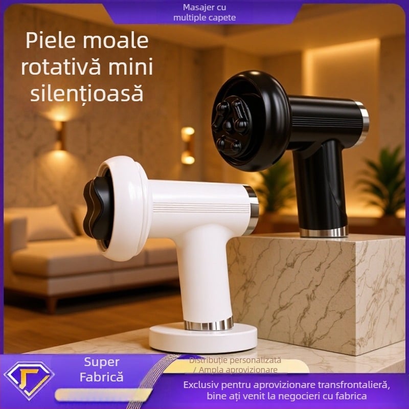 Masaj fascial portabil cu 5 capete, viteze 5+, baterie încorporată 1200-2000 mAh, zgomot redus