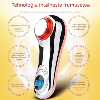 Dispozitiv RF de înfrumusețare facială cu perie de curățare electrică, masaj facial, îndepărtarea punctelor negre, îngrijire a pielii, vibrații, infuzie microcurent