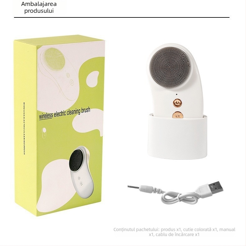 Curățător facial ultrasonic cu design impermeabil, masaj cu vibrații și funcție de compresie caldă pentru curățarea porilor