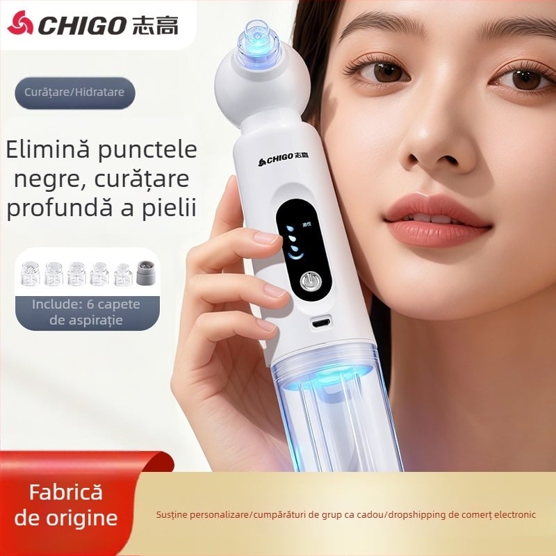 Dispozitiv de curățare a porilor cu vacuum, marca Chigo, model X20, compresie caldă pentru deschiderea porilor, reglaj în 4 trepte