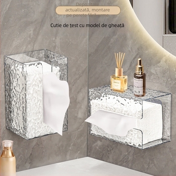 Cutie pentru șervețele montată pe perete, model glaciar – PET, impermeabilă, multifuncțională, pentru living și baie