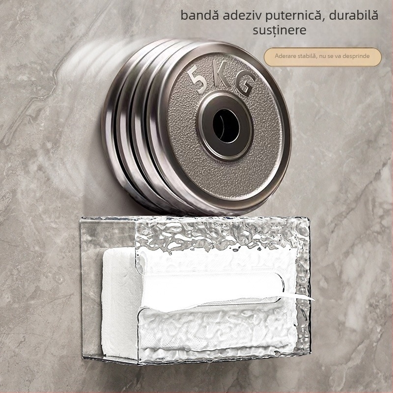 Cutie pentru șervețele montată pe perete, model glaciar – PET, impermeabilă, multifuncțională, pentru living și baie