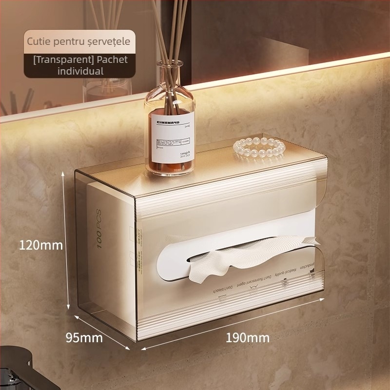 Cutie de perete pentru șervețele, din plastic, multifuncțională, design modern minimalist