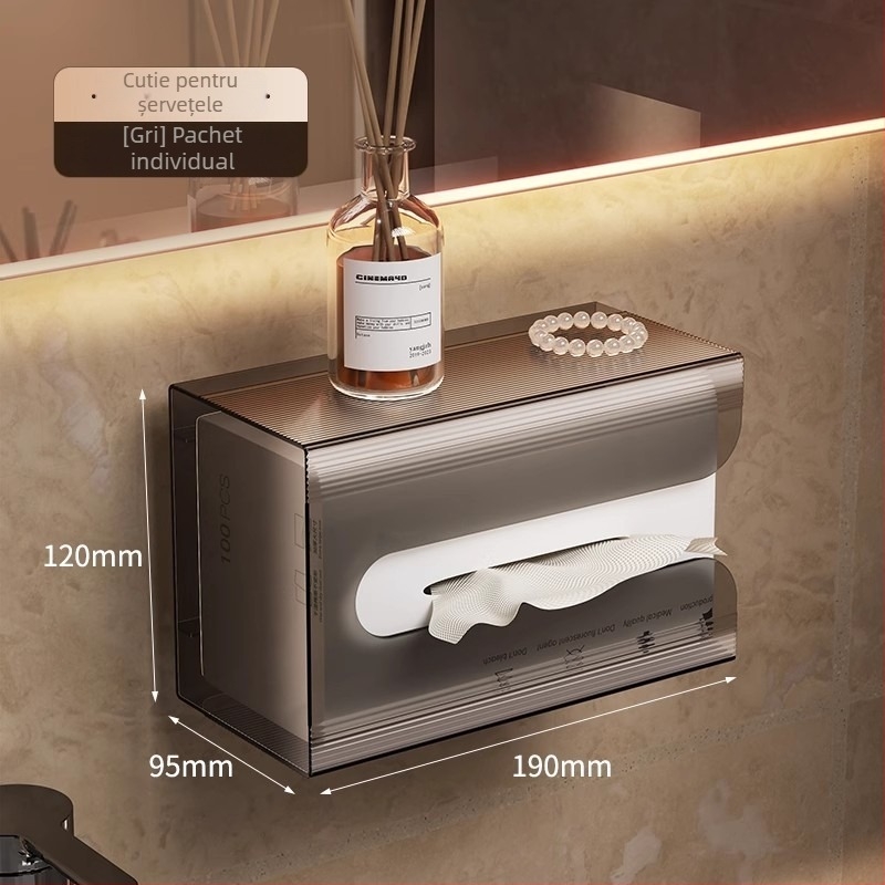 Cutie de perete pentru șervețele, din plastic, multifuncțională, design modern minimalist