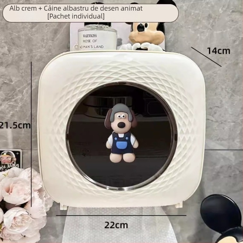 Cutie de șervețele din plastic montată pe perete pentru baie — impermeabilă, multifuncțională, cu compartiment demontabil pentru hârtie