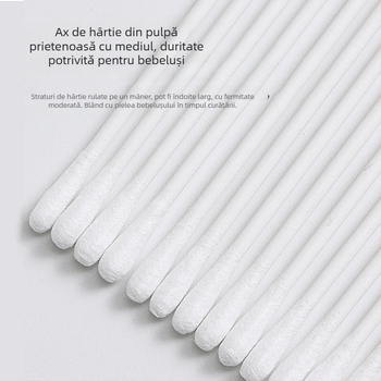 Tamponi de bebeluși din bumbac cu cap de linguriță dublu pentru curățarea urechilor și a nasului — 100% bumbac, strat unic, ambalaj 120 buc