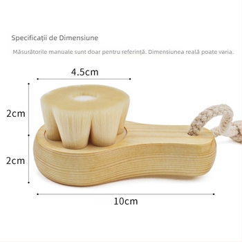 Perie de curățare facială manuală cu mâner din lemn în formă de prune, peri moi, pentru curățare profundă a porilor și eliminarea punctelor negre