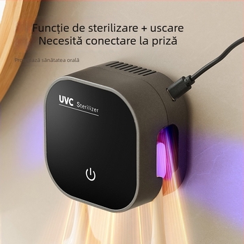 Suport dublu pentru periuțe cu sterilizare UV-C și uscare, sterilizator portabil USB