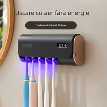 Sterilizator de periuțe de dinți - montat pe perete, sterilizare UV, încărcare USB, model Ra-608, timp de dezinfectare 5–60 min