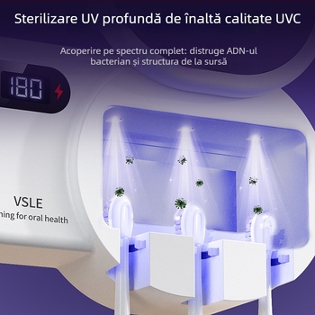 Sterilizator și uscător pentru capul de periuță, UV sterilizare, eficiență 99,9%, ciclu de 180 s, montaj pe perete, 5W