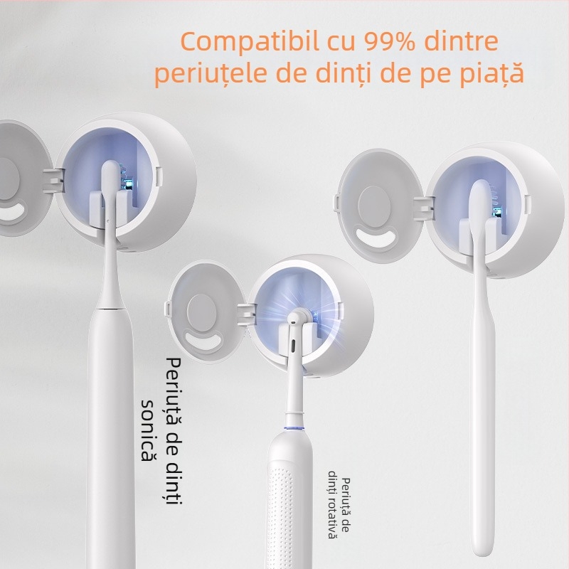 Sterilizator de periuțe de dinți, montat pe perete, alimentare USB, sterilizare UVC, ciclu de 2 minute, ABS