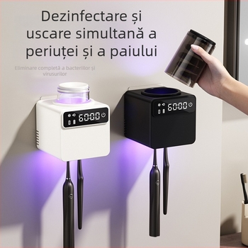 RA-616 Suport de sterilizare pentru periuțe cu dezinfectare UV, alimentare USB, control tactil, montaj cu autocolant fără găuri