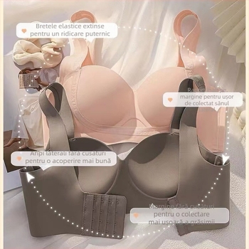 Sutien fără cusături, push-up pentru sâni mici, cupe 3/4, fără sârmă, din nylon respirabil