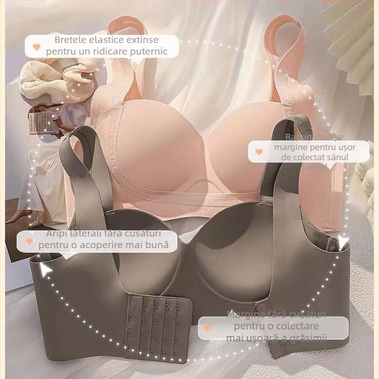 Sutien fără cusături, push-up pentru sâni mici, cupe 3/4, fără sârmă, din nylon respirabil