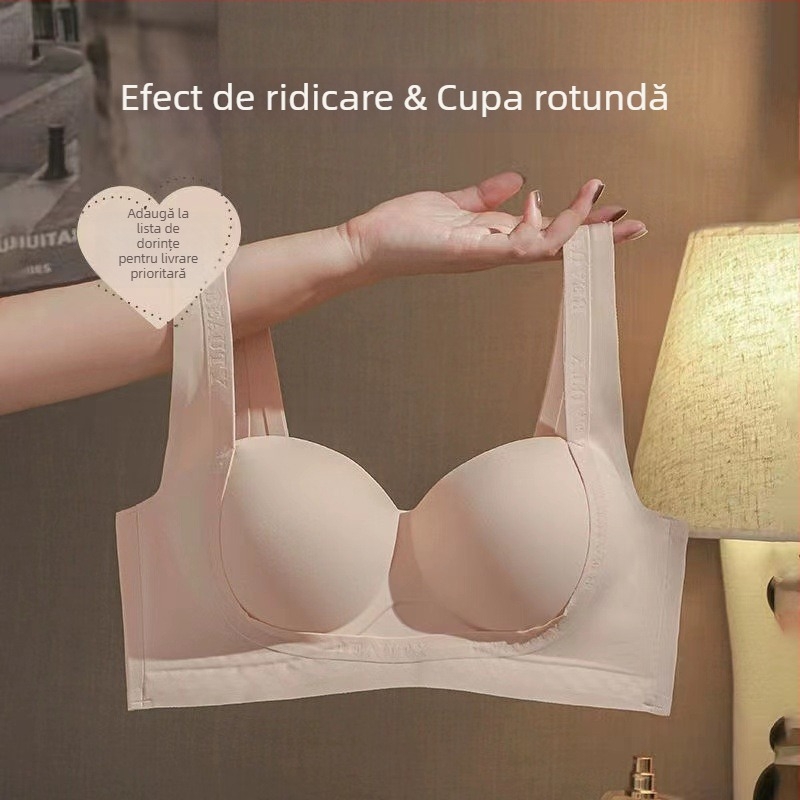 Sutien fără cusături, push-up pentru sâni mici, cupe 3/4, fără sârmă, din nylon respirabil