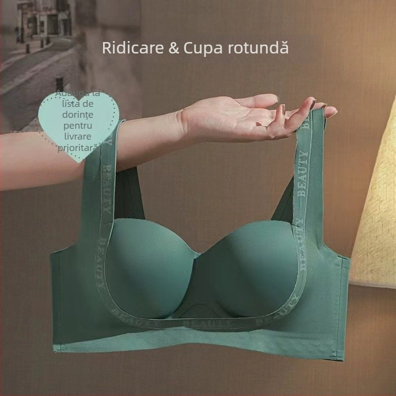 Sutien fără cusături, push-up pentru sâni mici, cupe 3/4, fără sârmă, din nylon respirabil