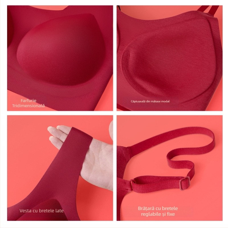 Set de sutiene: cupe complete, cupe modelate subțiri, căptușeală din mătase Mulberry, țesătură modală, exterior din nylon