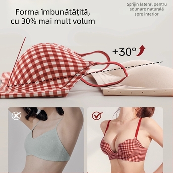 Sutien Push-Up pentru modelare, cupa 3/4, decolteu în V, închidere la spate cu patru rânduri de cârlige, material nylon cu căptușeală din spandex
