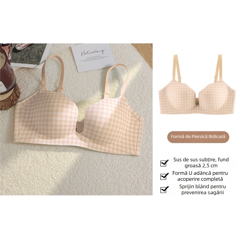 Sutien Push-Up pentru modelare, cupa 3/4, decolteu în V, închidere la spate cu patru rânduri de cârlige, material nylon cu căptușeală din spandex