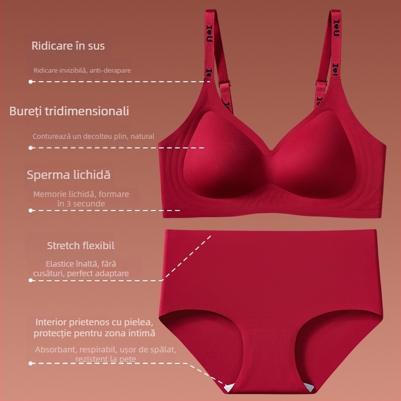 Set de sutiene fără fir, fără cusături, cupă 3/4, cupe turnate subțiri, nylon cu căptușeală din spandex, susținere moale