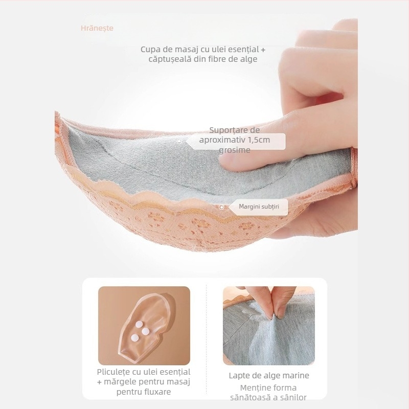 Sutien dantelat cu cupa 3/4, model de susținere, formare siluetă (varf subțire, bază mai lată), bretele fixe duble, închidere la spate cu cinci rânduri de cârlige