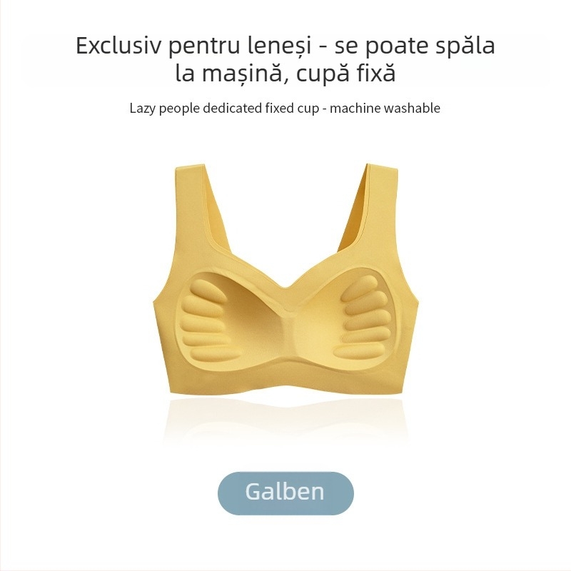 Sutien fără sârmă, cupe preformate, fără cusături, în stil vestă, bretele duble fixe, nylon/elastan