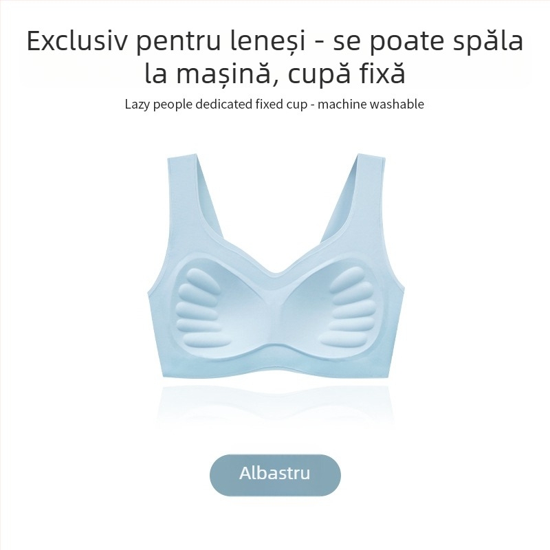 Sutien fără sârmă, cupe preformate, fără cusături, în stil vestă, bretele duble fixe, nylon/elastan