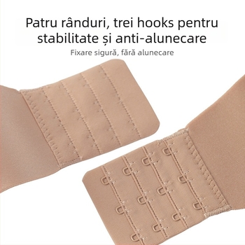 Sutien fără bretele push-up invizibil cu închidere la spate, cupă 3/4, model cu partea superioară subțire și partea inferioară mai groasă, 85% nylon, 15% spandex, inel metalic