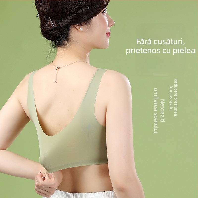 Sutien fără sârmă cu închidere frontală și dantelă, stil bustieră, cupă 3/4, formare medie, material nylon